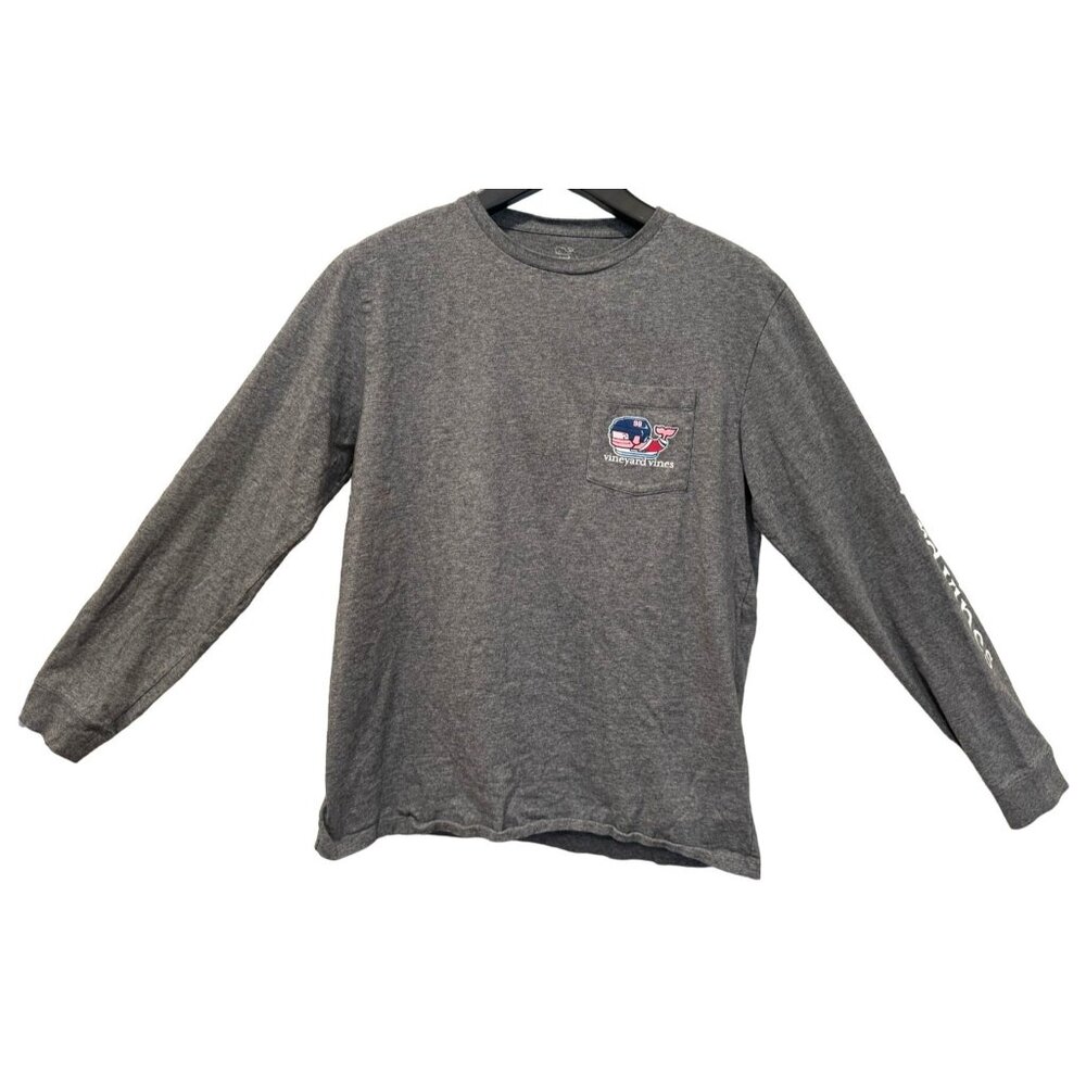 Vineyard Vines Long Sleeve Shirt Breast Pocket Sleeve&Back Graphics Sz Med.